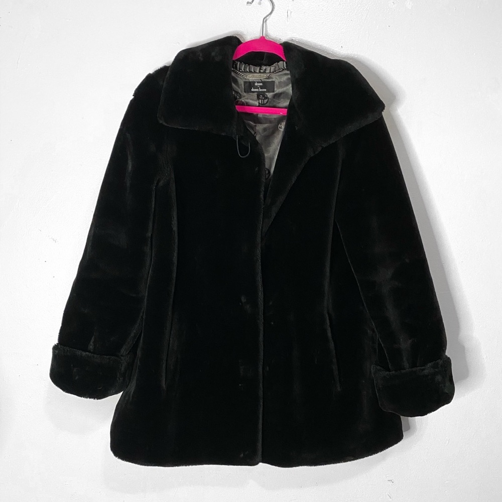 black faux fur coat